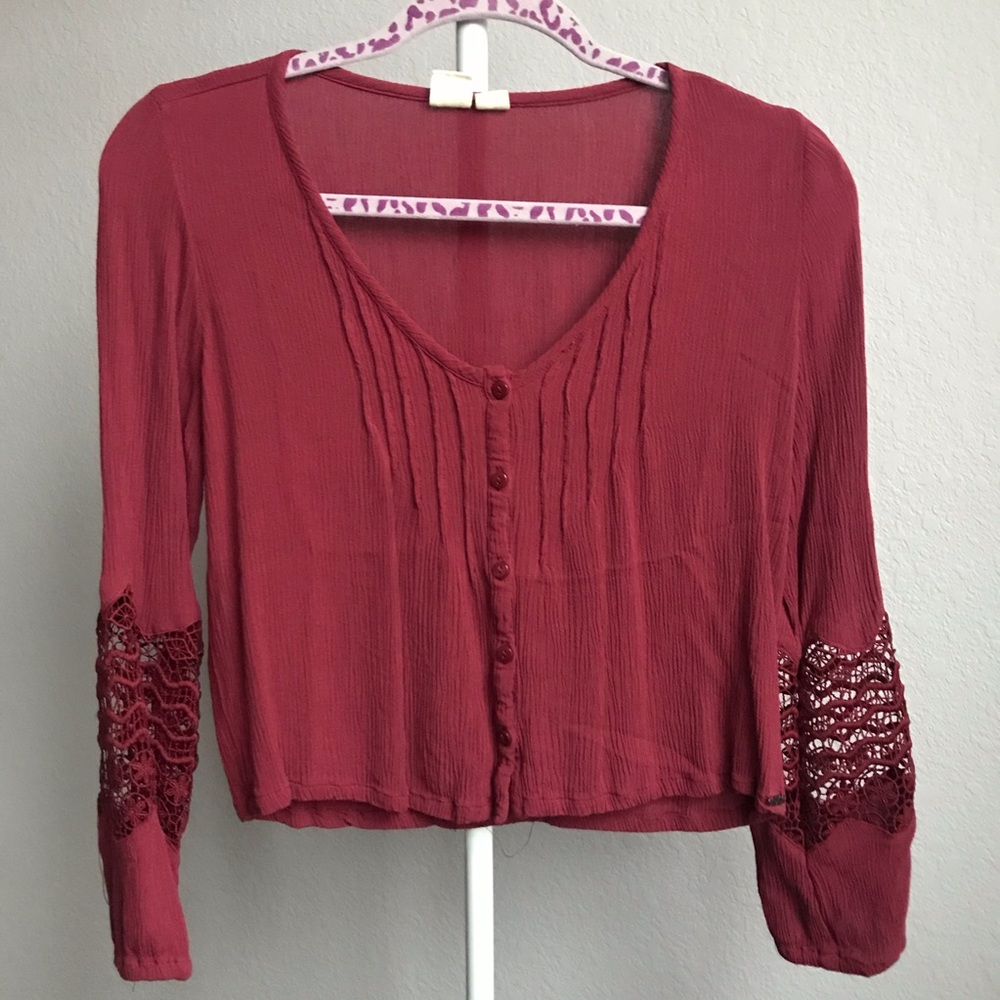 roxy long sleeve crop top